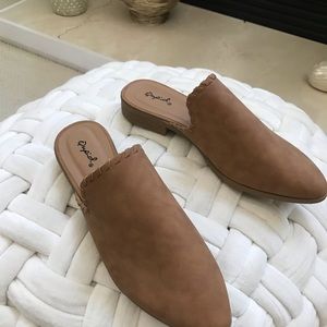 Vici Camel Faux Suede Mules - Size 10